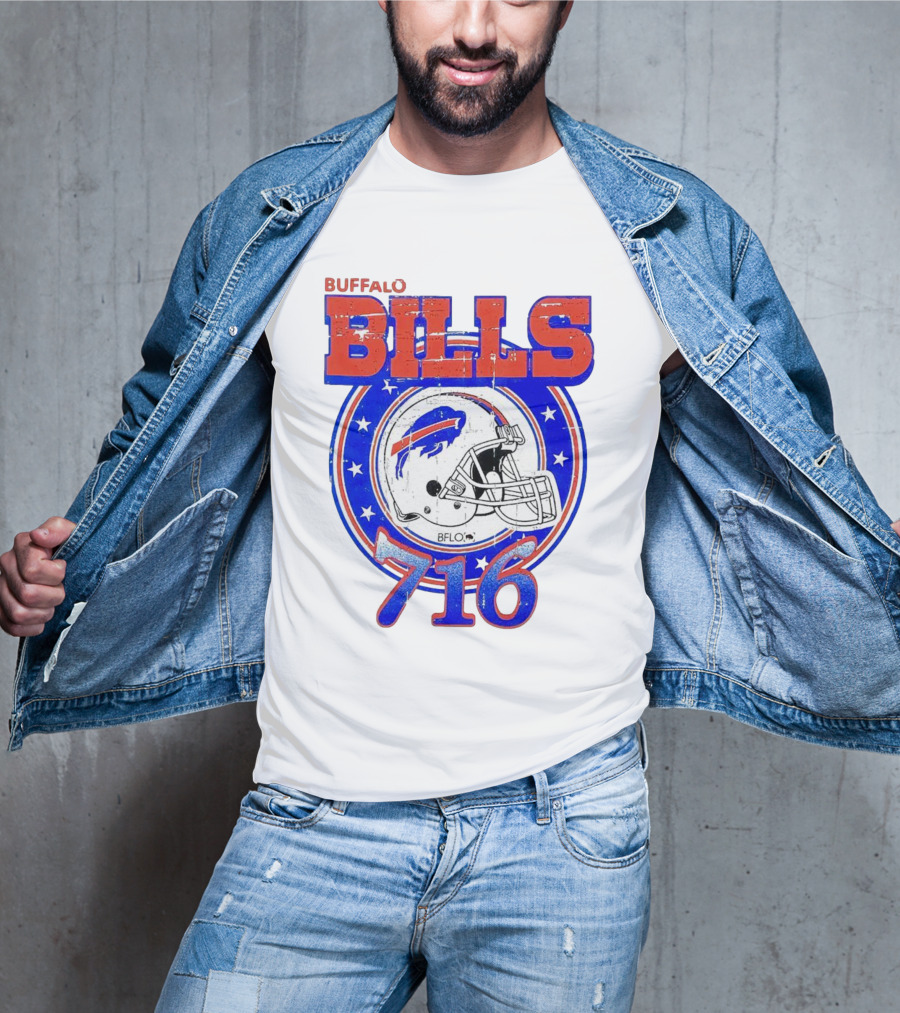 Buffalo Bills Bflo 716 Day Celebration Helmet Stars T-Shirt