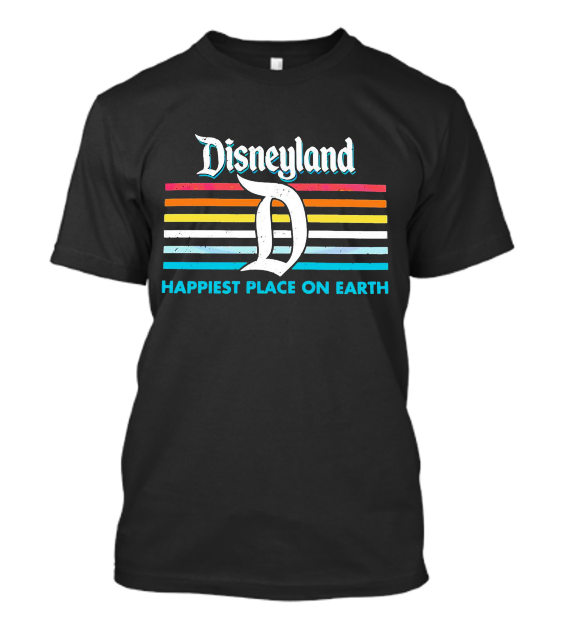 Disneyland Happiest Place On Earth Retro Stripes Logo Ringer T-Shirt