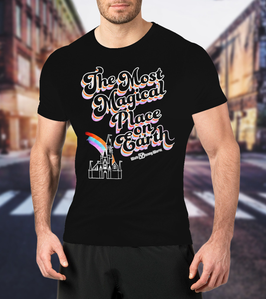 Walt Disney World The Most Magical Place On Earth With Castle And Rainbow T-Shirt