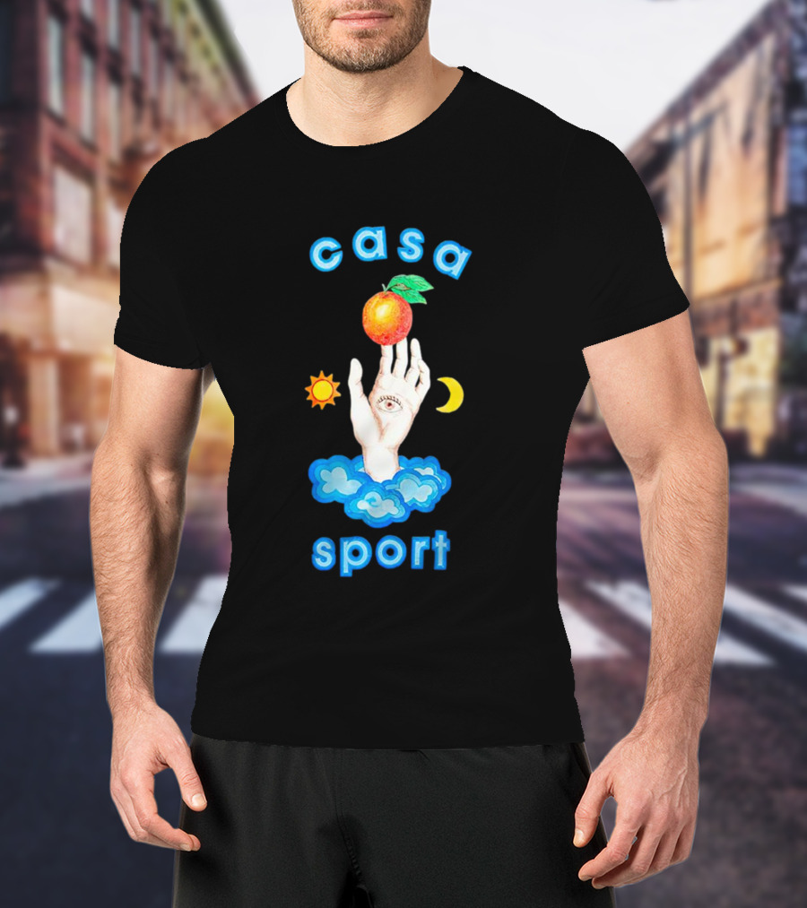 Casa Sport Hand And Eye With Sun Moon Clouds And Fruit T-Shirt