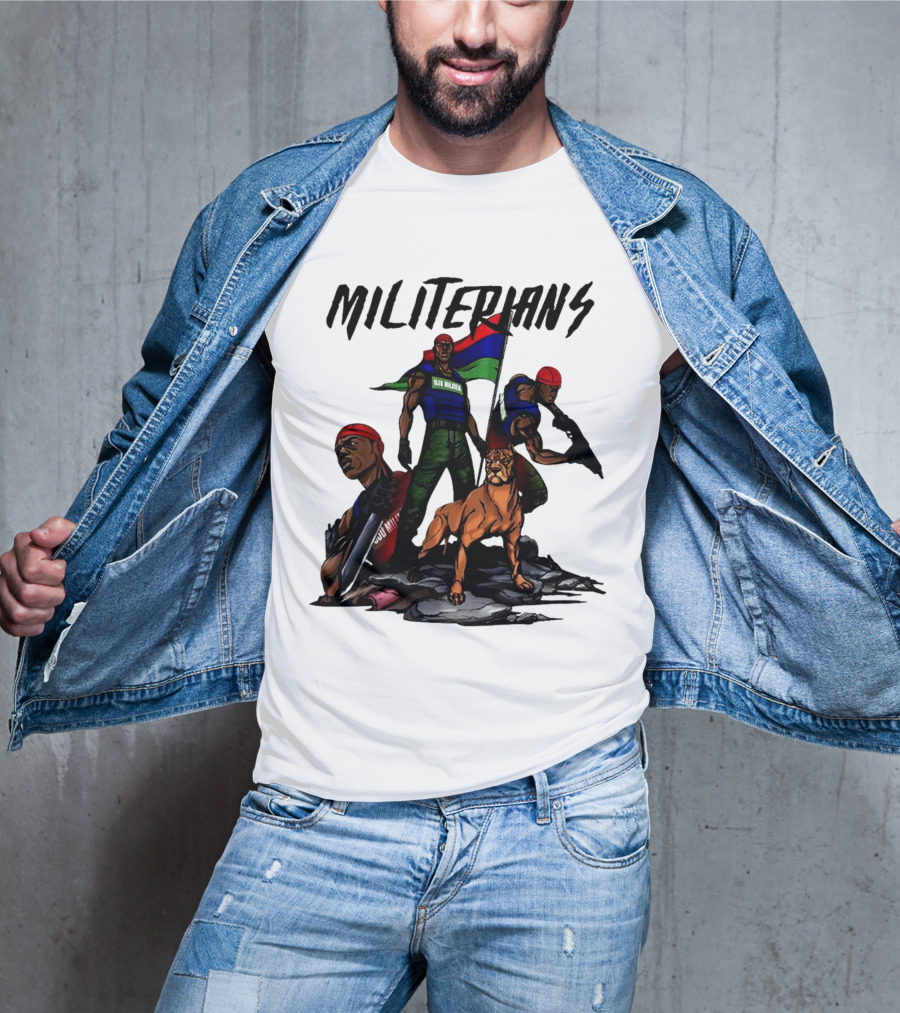 Beautiful And Brutal Militerians With Warrior Dog And Flag Display T-Shirt