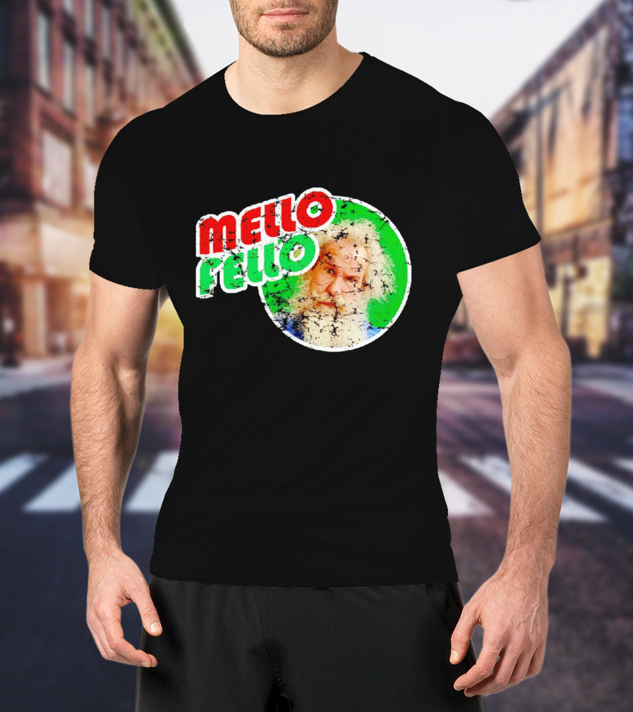 Mello Fello Vintage Distressed Green Red Circle With Bearded Man T-Shirt