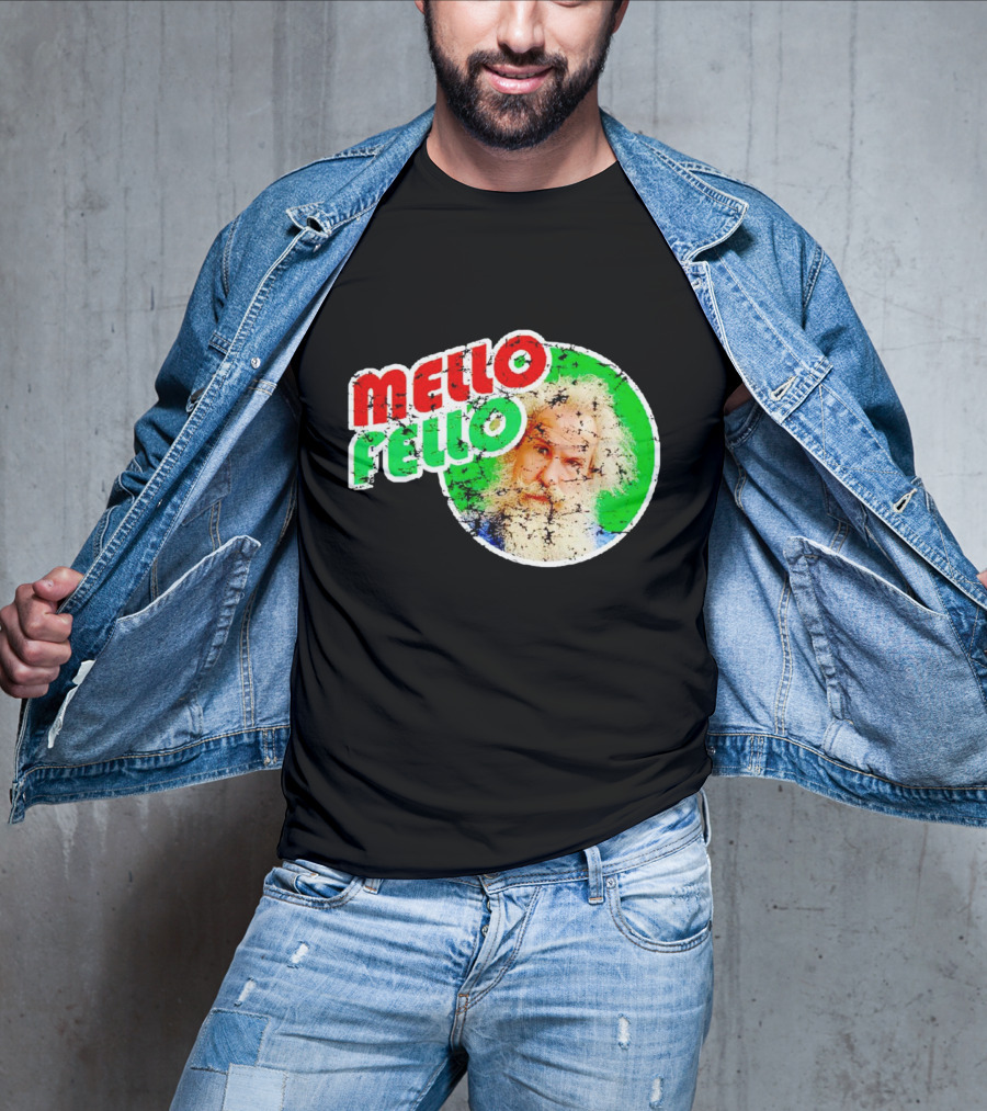 Mello Fello Vintage Distressed Green Red Circle With Bearded Man T-Shirt