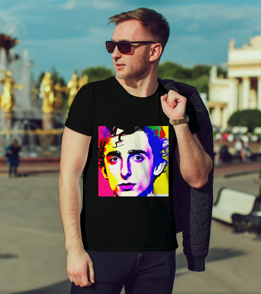 Timothee Chalamet Pop Art Portrait Multicolored Andy Warhol T-Shirt