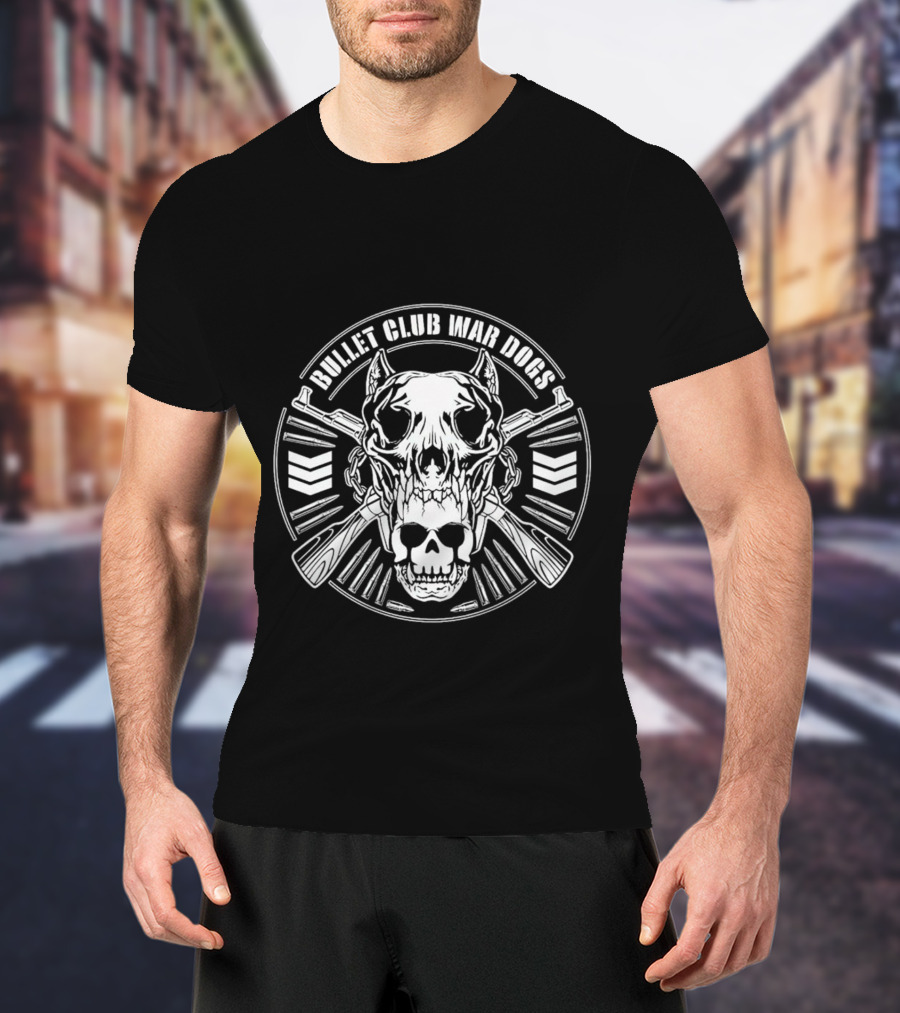 Bullet Club War Dogs Skull And Crossed Guns Emblem T-Shirt