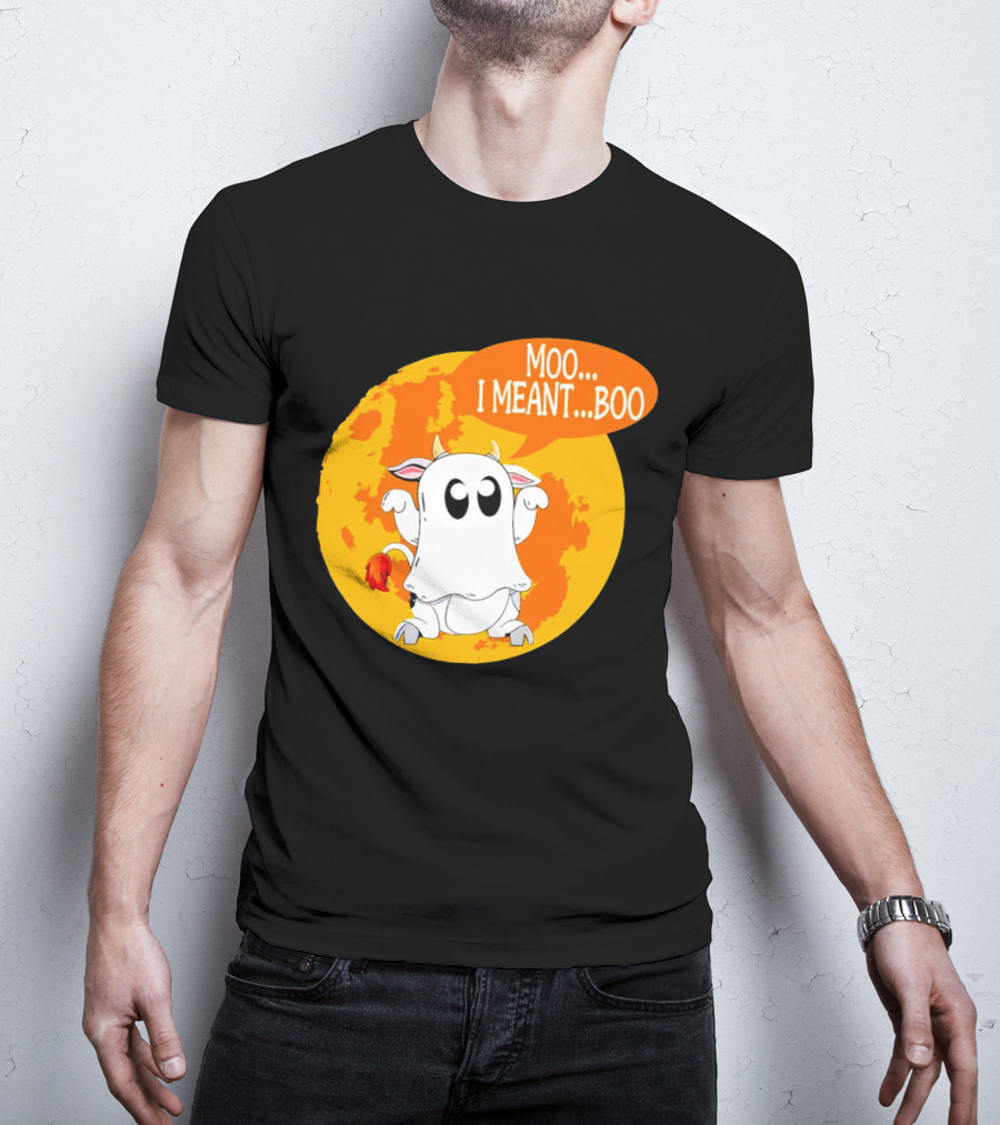 Moo I Meant Boo Ghost Cow Halloween Costume T-Shirt
