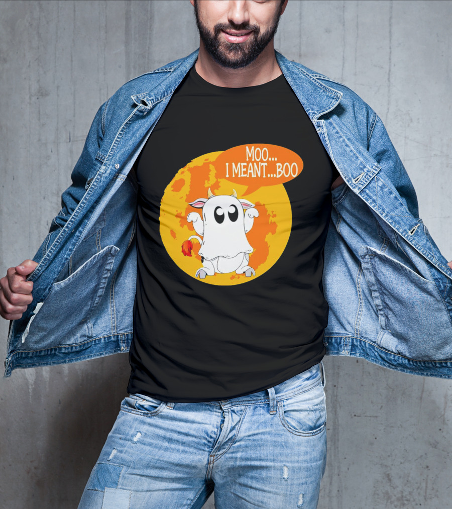 Moo I Meant Boo Ghost Cow Halloween Costume T-Shirt