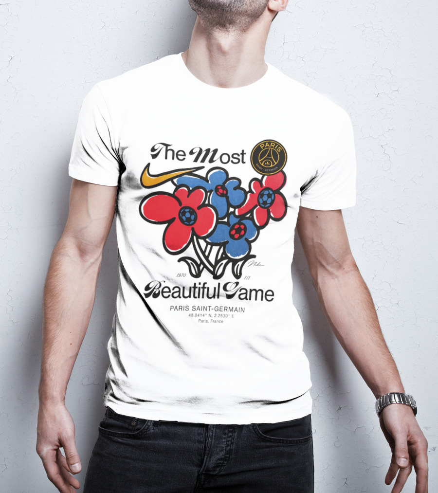 The Most Beautiful Game Paris Saint-Germain Logo And Floral T-Shirt