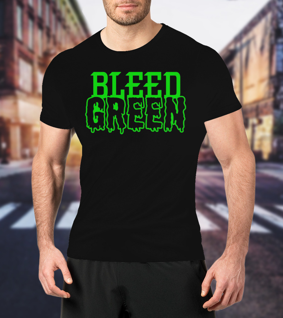 Bleed Green Dripping Neon Text T-Shirt