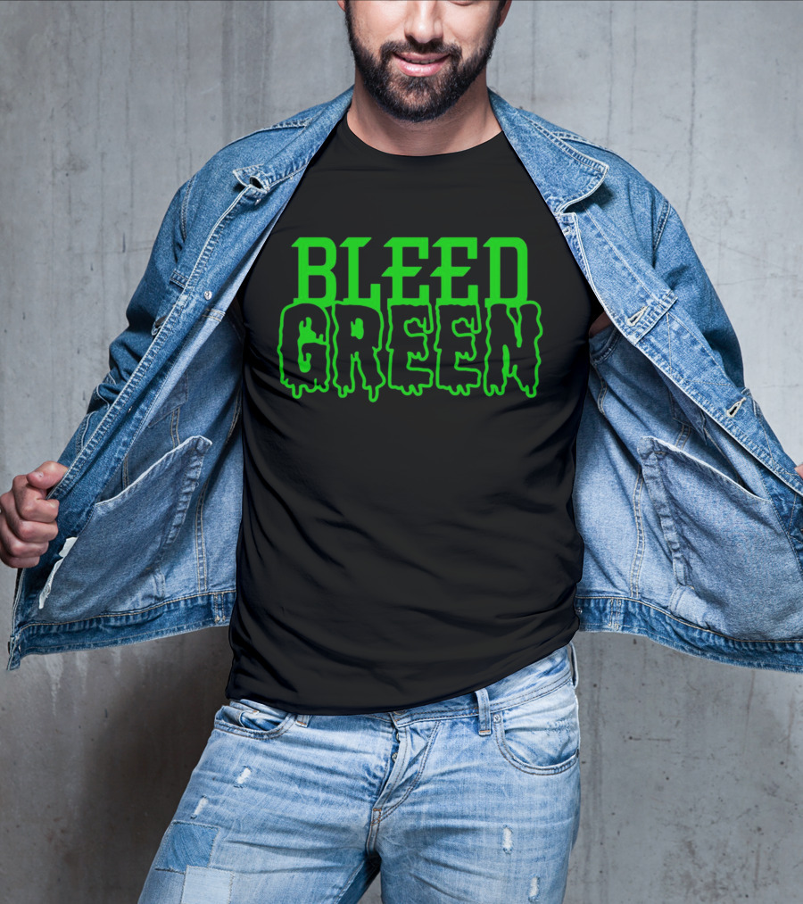 Bleed Green Dripping Neon Text T-Shirt