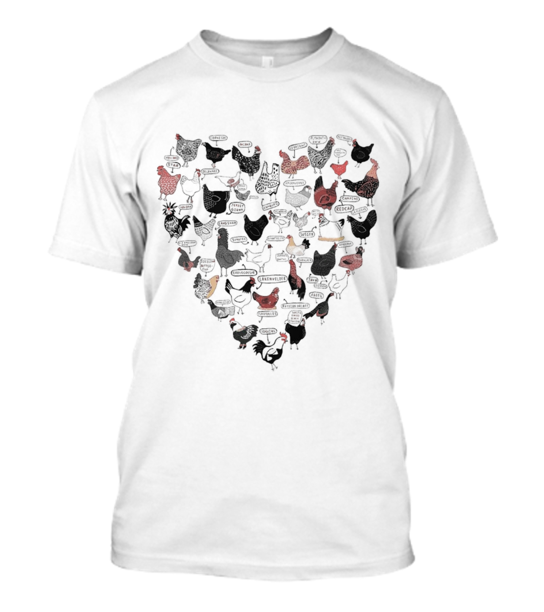Chicken Heart Pattern With Cluck Speech Bubbles T-Shirt