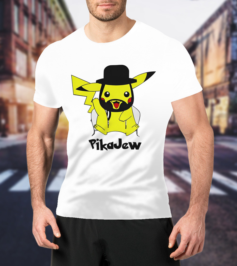 PikaJew Pikachu Hasidic Jewish Fusion Character With Yarmulke And Payot T-Shirt
