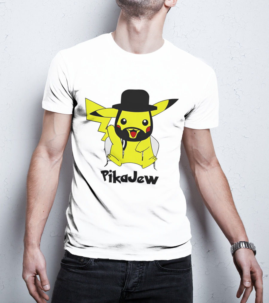 PikaJew Pikachu Hasidic Jewish Fusion Character With Yarmulke And Payot T-Shirt