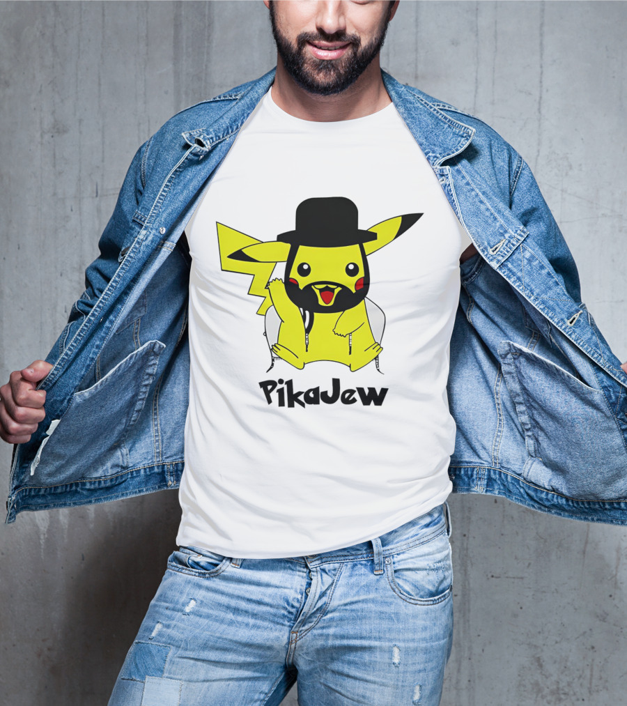 PikaJew Pikachu Hasidic Jewish Fusion Character With Yarmulke And Payot T-Shirt