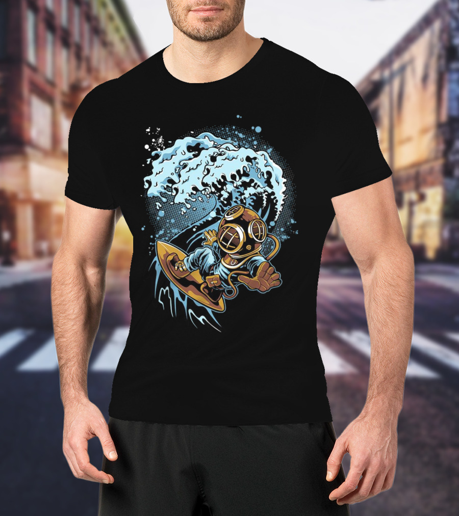 Vintage Diver Riding Cosmic Wave T-Shirt