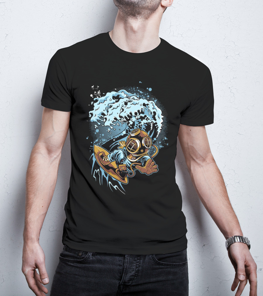 Vintage Diver Riding Cosmic Wave T-Shirt