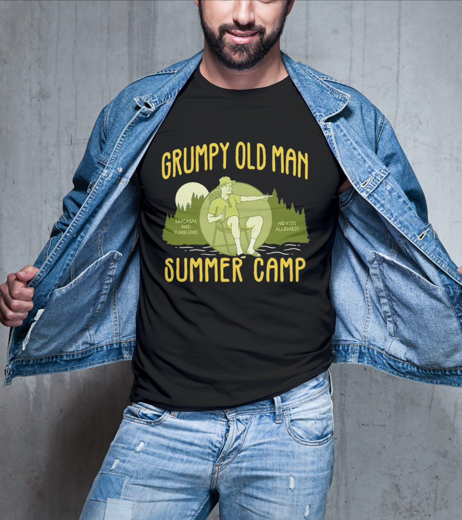 Grumpy Old Man Summer Camp Sarcasm And Sunburns No Kids Allowed T-Shirt