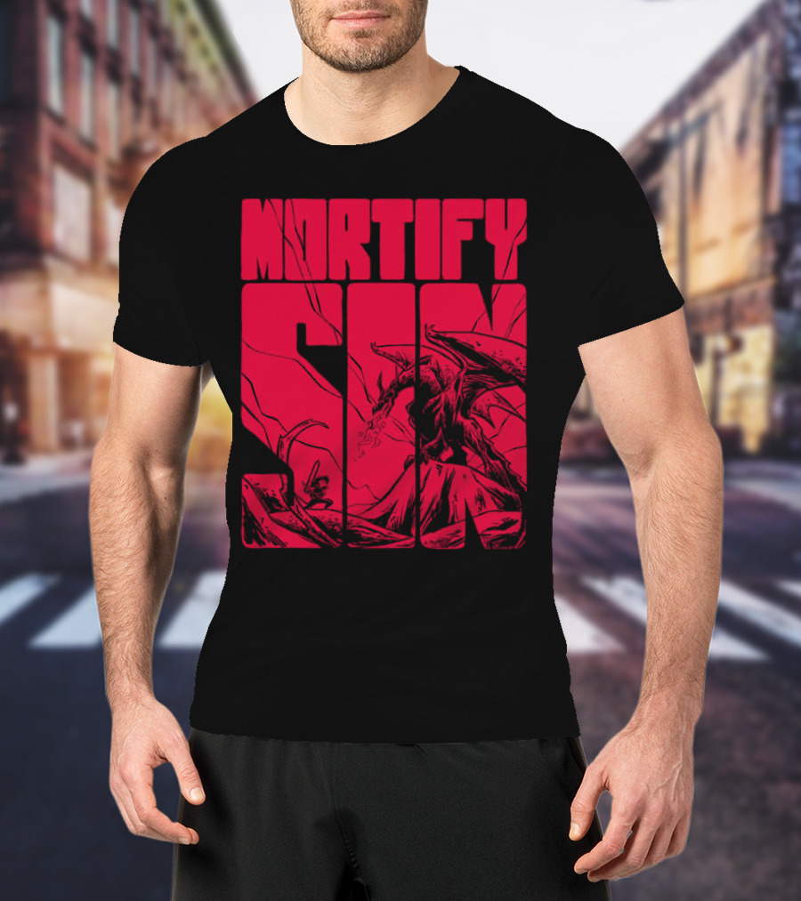 MORTIFY SIN Dark Battle With Fiery Behemoth T-Shirt