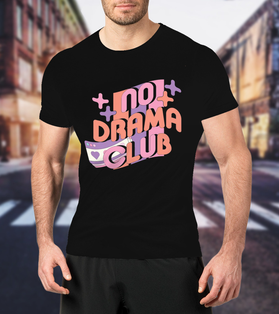 No Drama Club Cute Cartoon Heart Stripes And Shapes T-Shirt