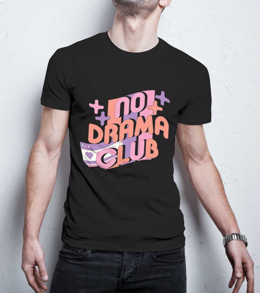 No Drama Club Cute Cartoon Heart Stripes And Shapes T-Shirt