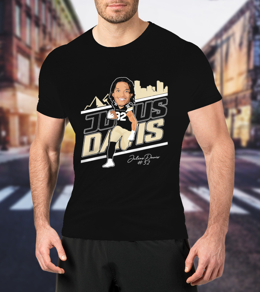 Julius Davis 32 Montana State Bobcats Football Player Skyline Signature T-Shirt