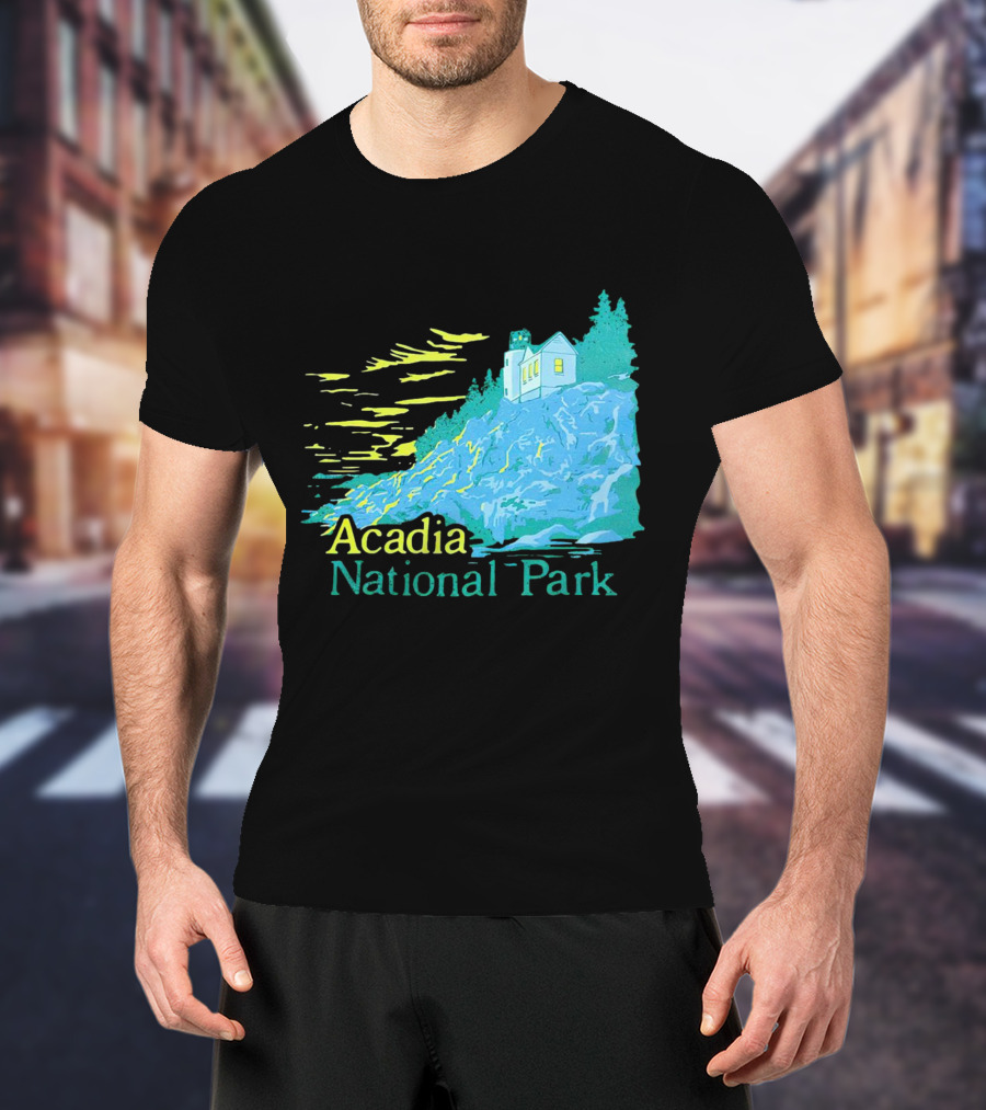 Acadia National Park Scenic Lighthouse And Rocky Cliff T-Shirt