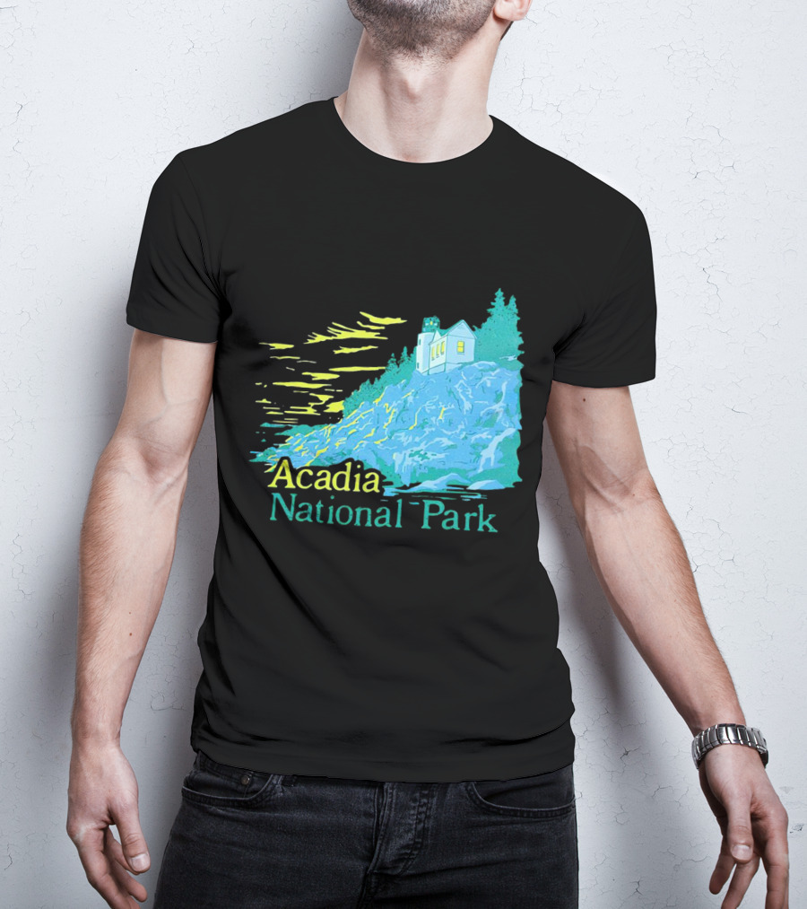 Acadia National Park Scenic Lighthouse And Rocky Cliff T-Shirt