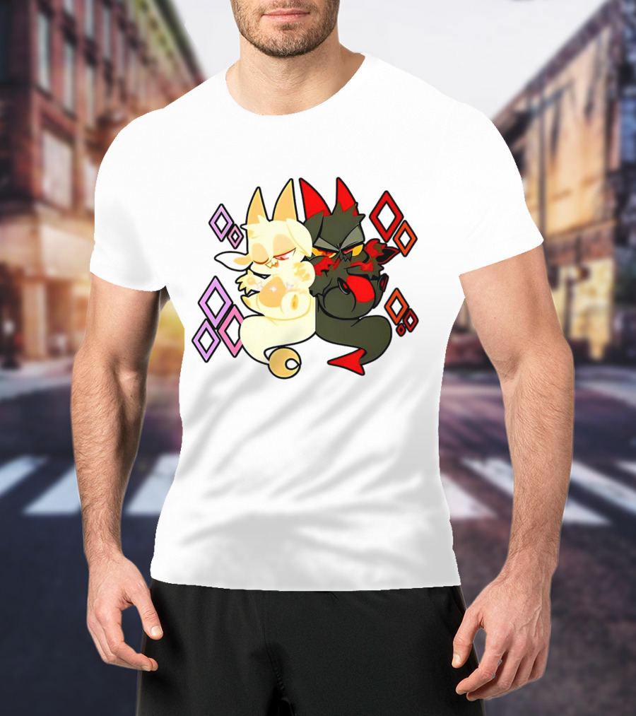 Chikn Nuggit Fwench Fwy Diamond Pattern Characters T-Shirt