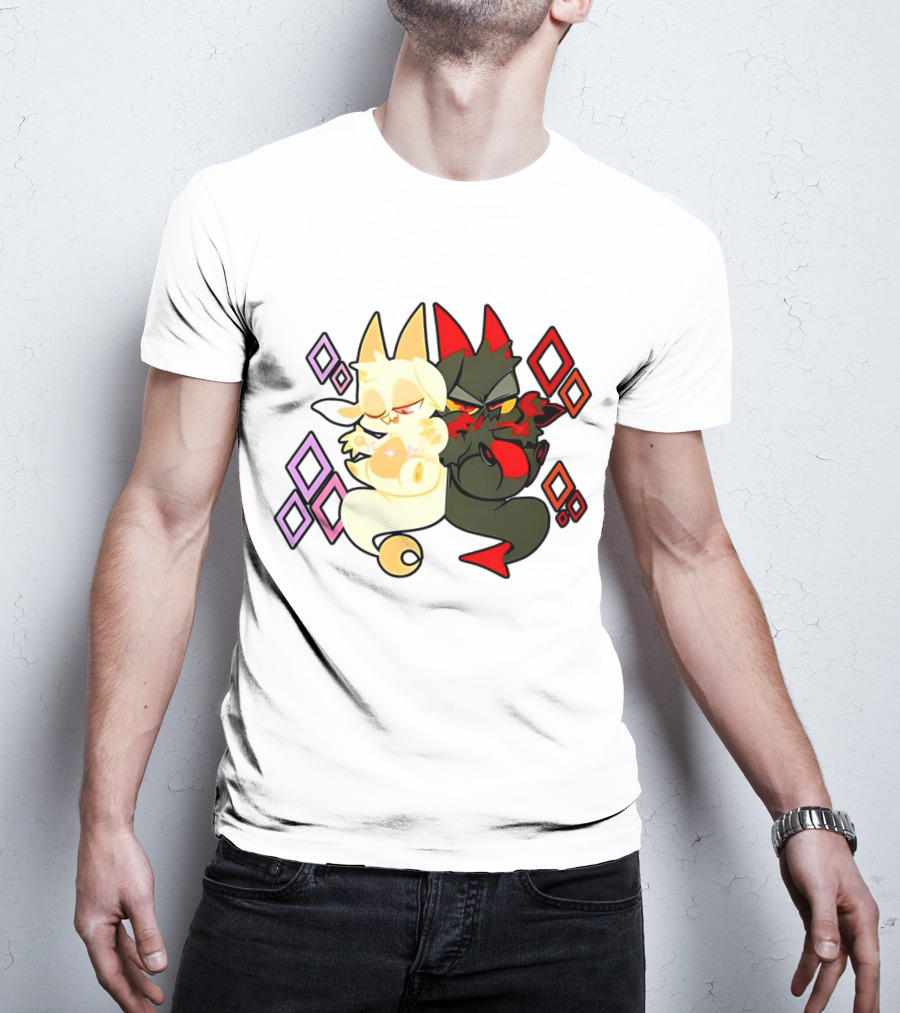 Chikn Nuggit Fwench Fwy Diamond Pattern Characters T-Shirt