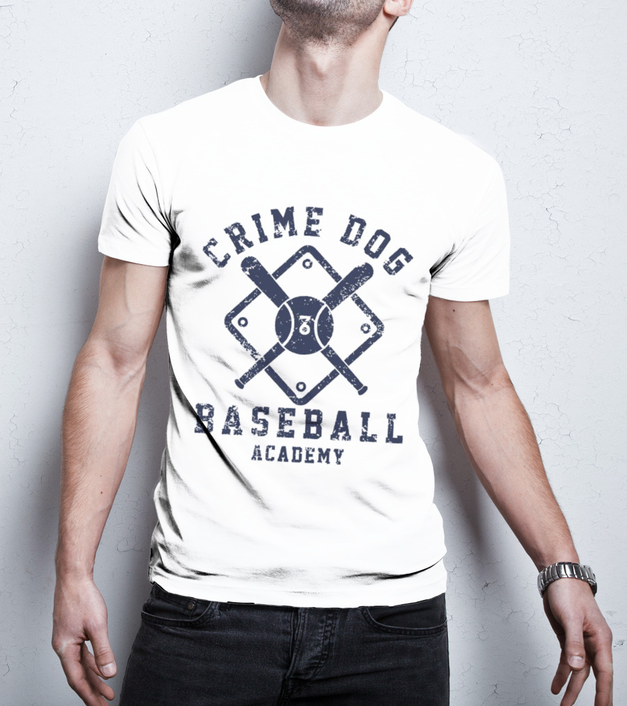 Crime Dog Baseball Academy Logo With Bat And Ball Diamond T-Shirt