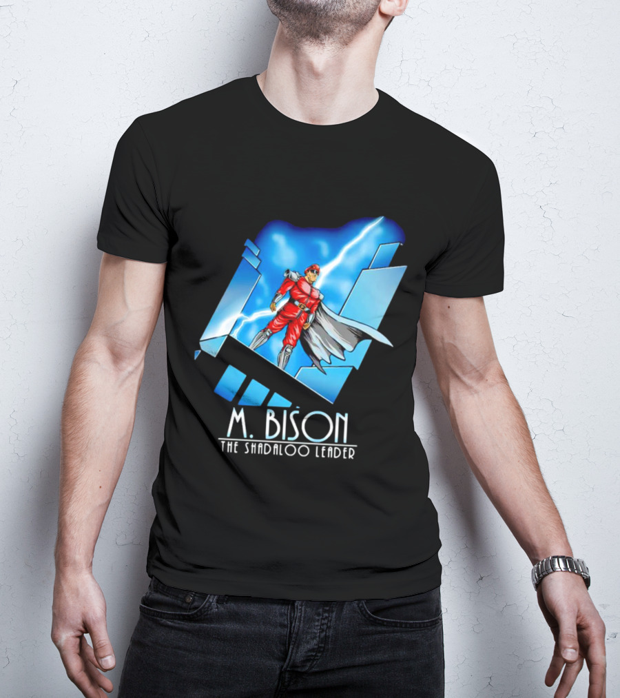 M. Bison The Shadaloo Leader Character With Lightning And Cityscape T-Shirt