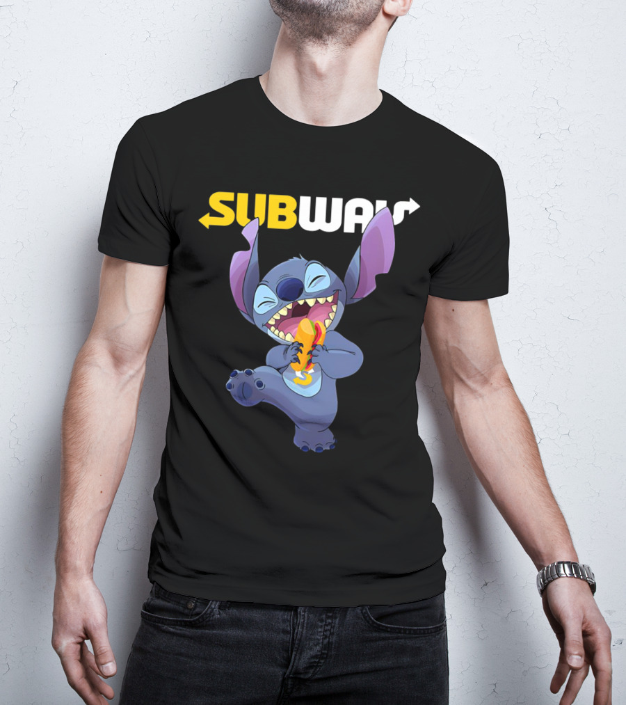 SUBWAY Stitch Eating Hotdog T-Shirt