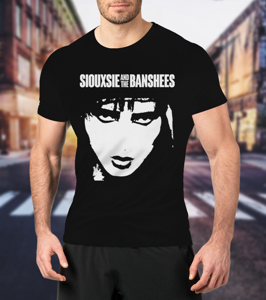 Siouxsie And The Banshees Bold Black And White Stylized Face T-Shirt
