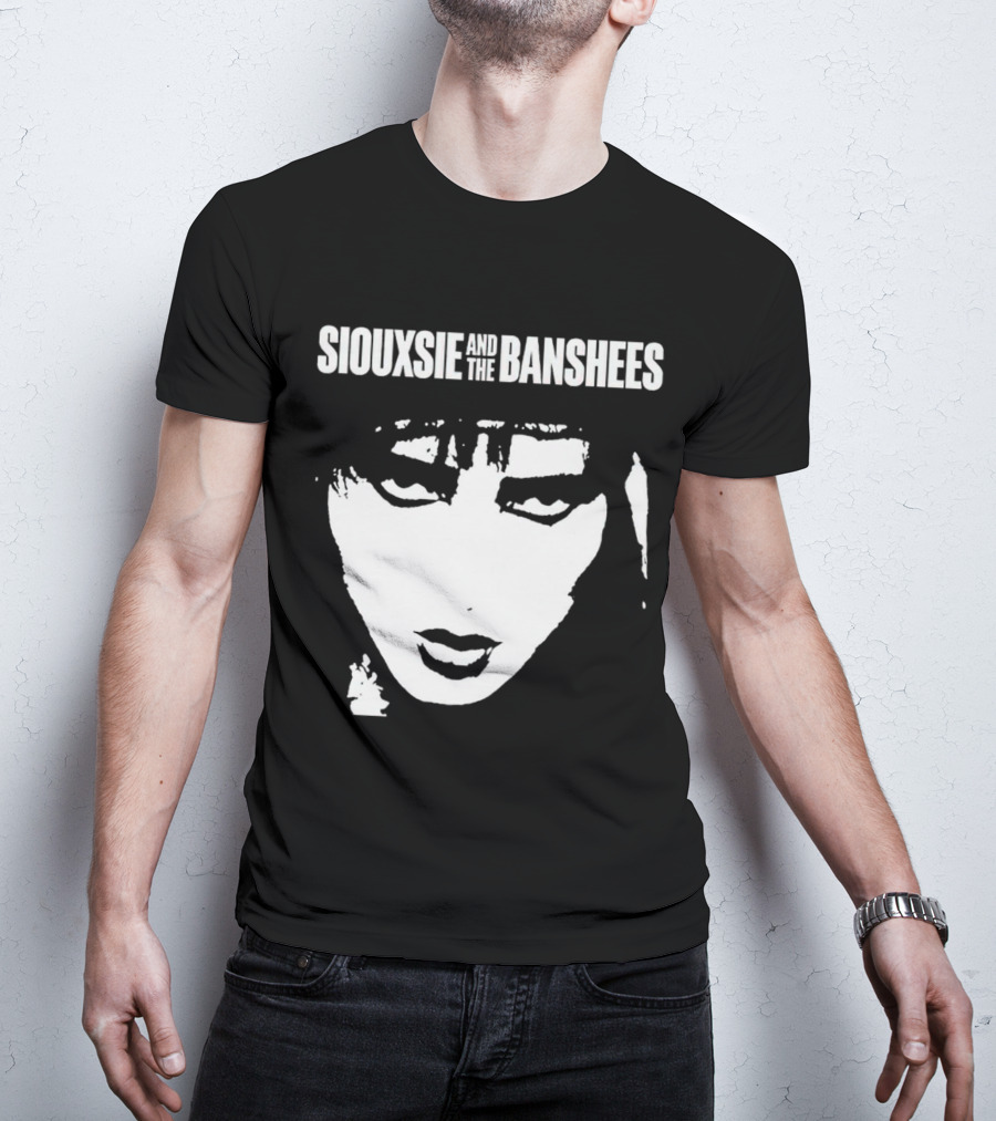 Siouxsie And The Banshees Bold Black And White Stylized Face T-Shirt