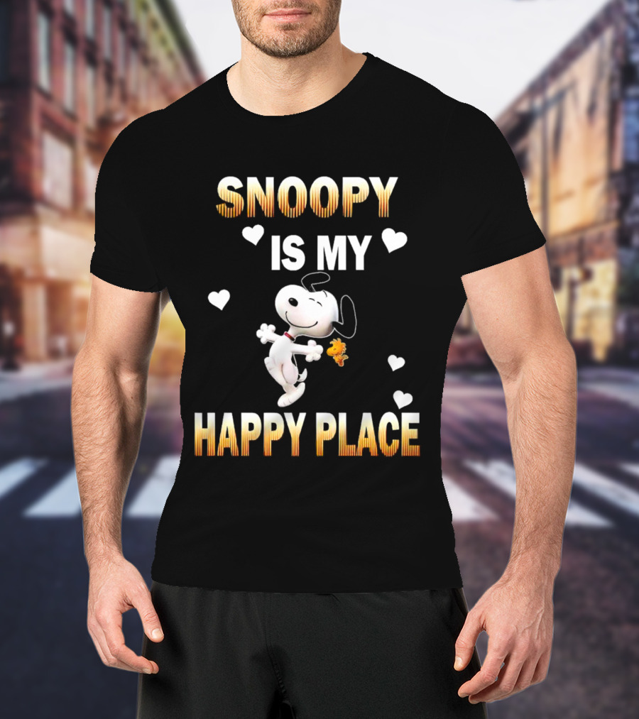 Snoopy Is My Happy Place Hearts Woodstock T-Shirt