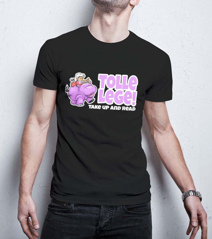 Tolle Lege Take Up And Read Purple Hippo And Child Reading T-Shirt