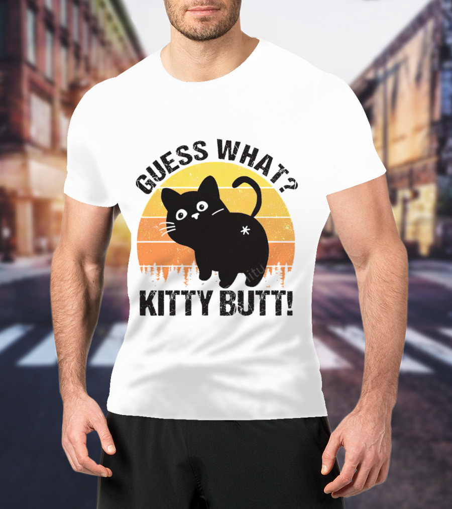 Guess What Kitty Butt Retro Sunset Forest T-Shirt