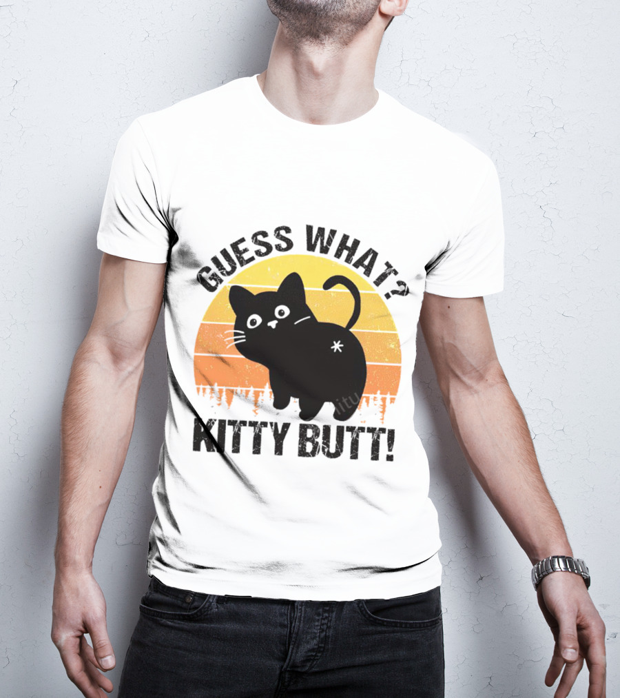 Guess What Kitty Butt Retro Sunset Forest T-Shirt