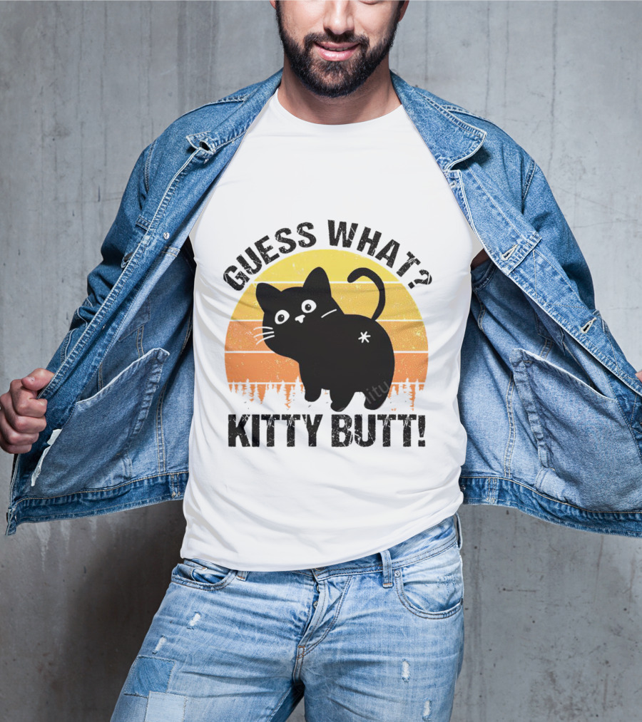 Guess What Kitty Butt Retro Sunset Forest T-Shirt
