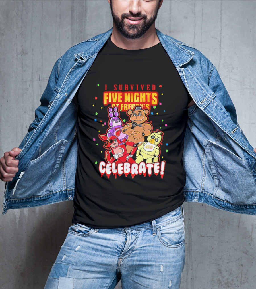 I Survived Five Nights At Freddy’s Celebrate Freddy Bonnie Chica Foxy T-Shirt