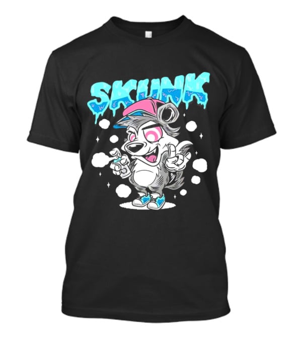 Skunk Grafiti Cartoon Hip Hop Character With Cap And Spray Paint T-Shirt