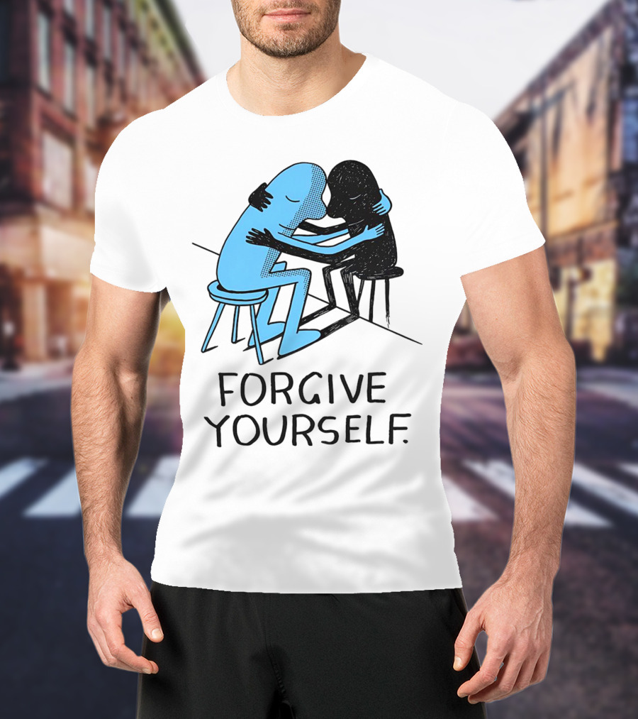Forgive Yourself Embracing Blue And Black Figures T-Shirt