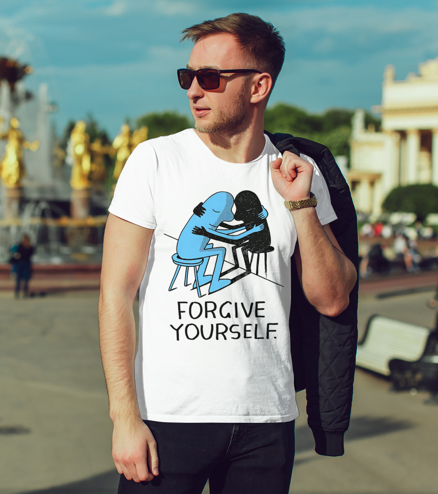 Forgive Yourself Embracing Blue And Black Figures T-Shirt