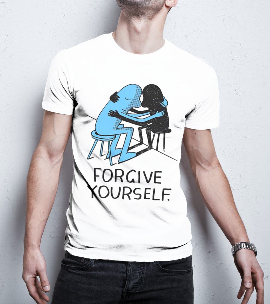 Forgive Yourself Embracing Blue And Black Figures T-Shirt