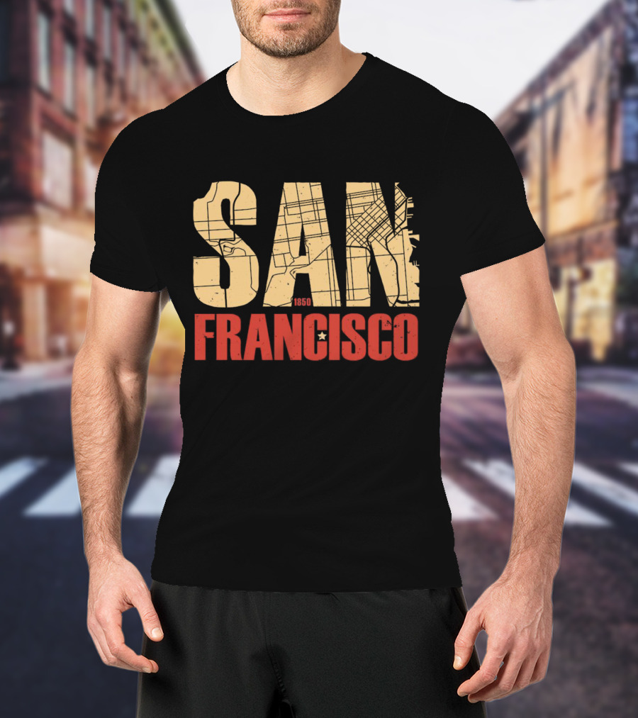 San Francisco 1850 Map Typography T-Shirt