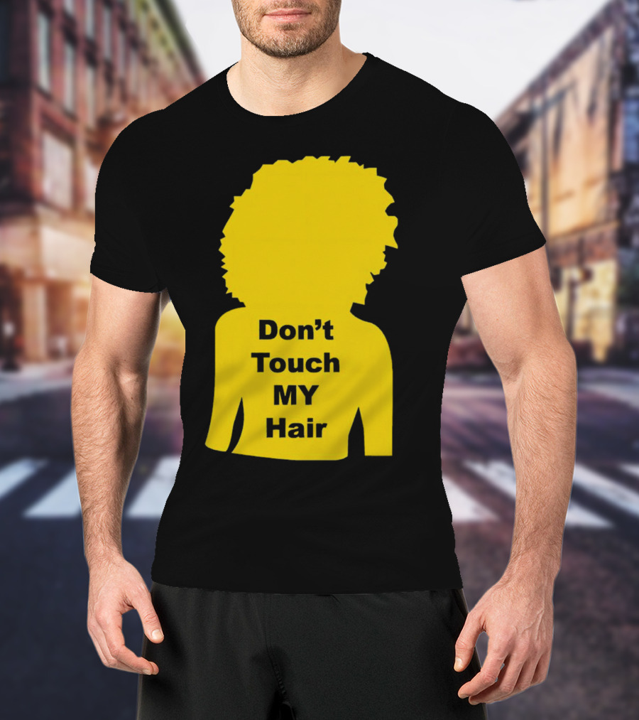 Don’t Touch My Hair Yellow Silhouette Afro Outline T-Shirt