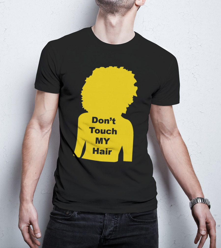 Don’t Touch My Hair Yellow Silhouette Afro Outline T-Shirt