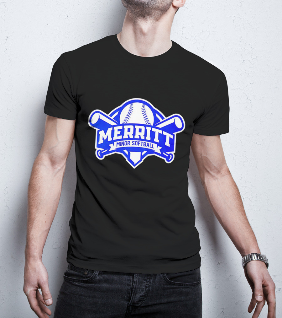 Merritt Minor Softball Baseball Crossed Bats Emblem T-Shirt