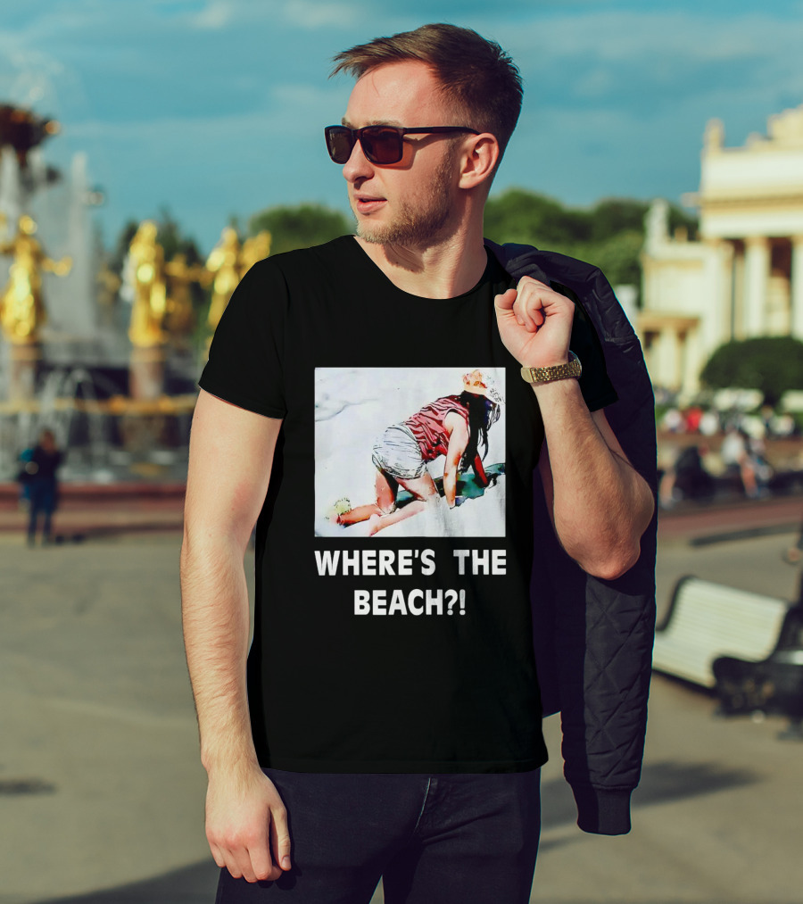 WHERE'S THE BEACH? Woman In Sand Picture T-Shirt