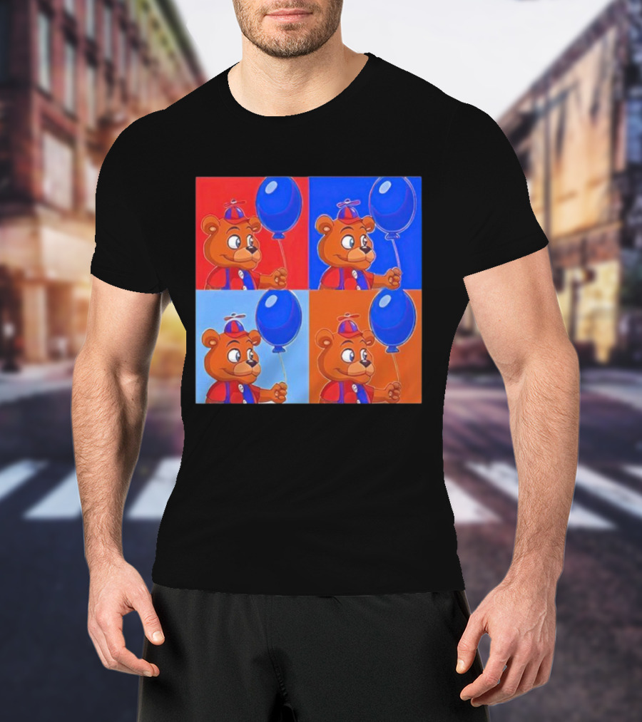 Balloon Freddy Pop Art Style Multicolor Collage T-Shirt